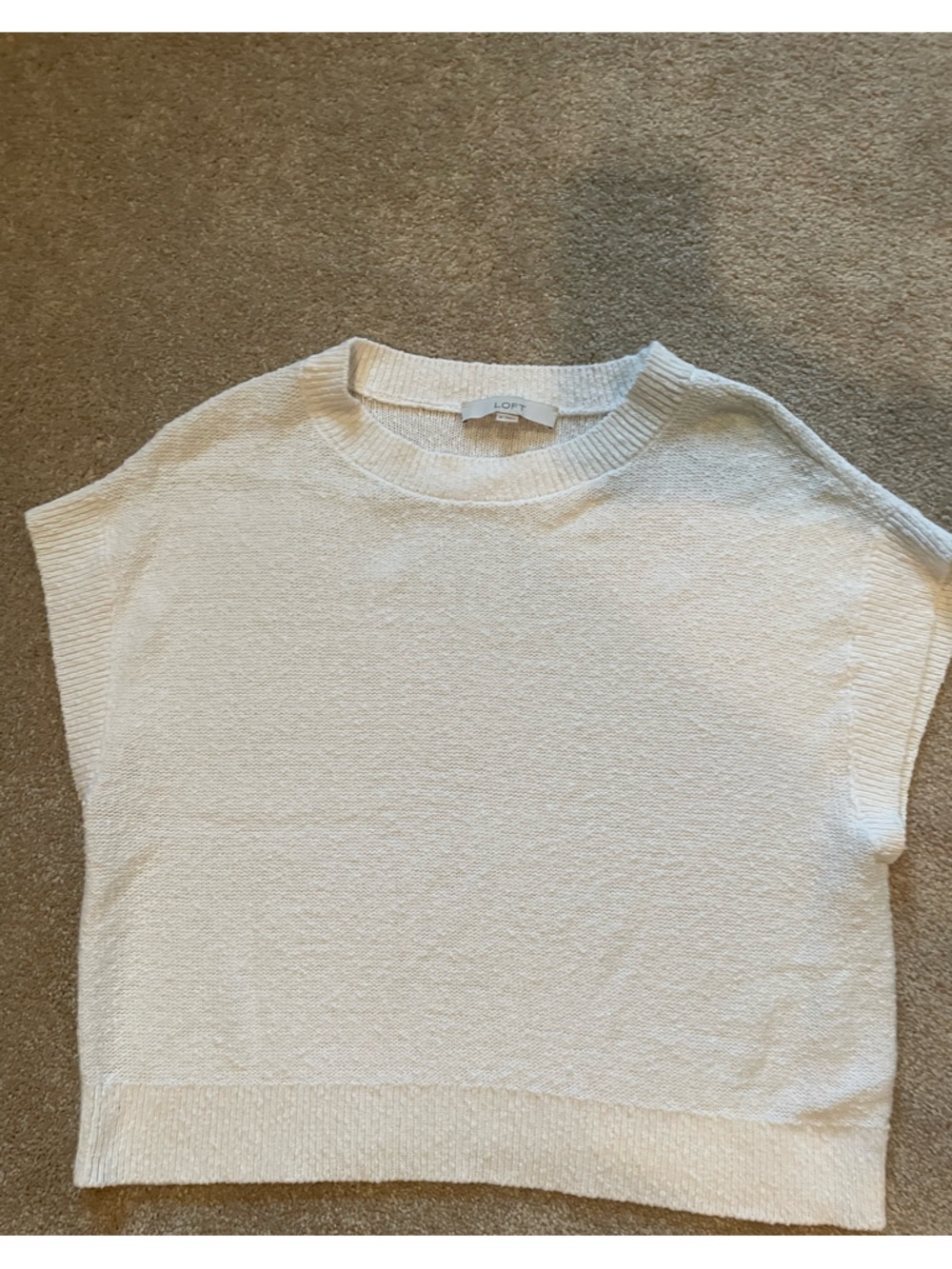 BOGO LOFT White Short Sleeve Scoop Neck Sweater Shell